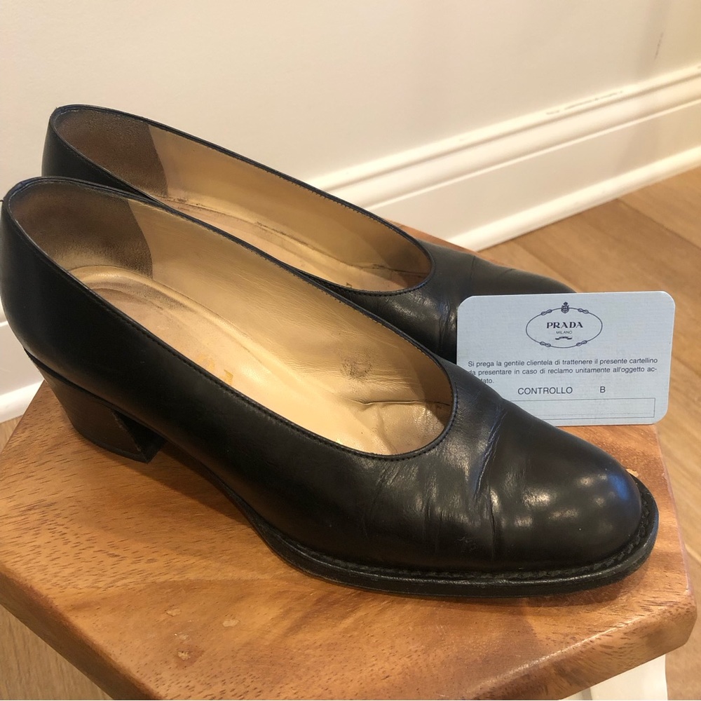 Prada Vintage Black Leather Pumps - Size 36
